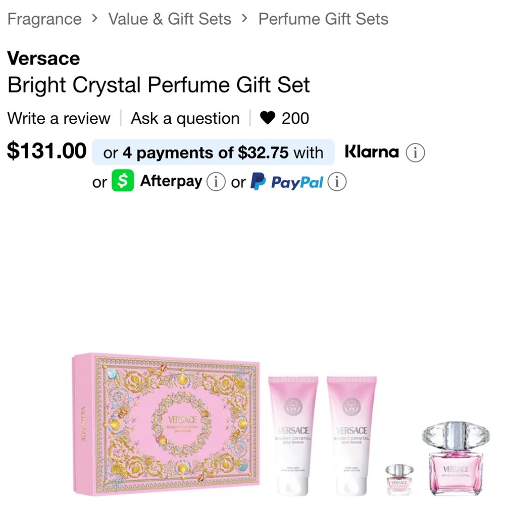 Versace Bright Crystal Perfume Gift Set - Pink